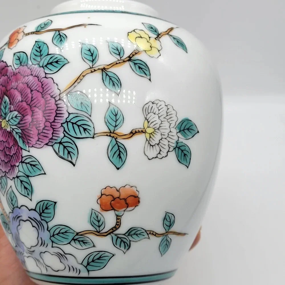 Vintage RARE ARDCO Multicolor Floral Ginger Jar From Japan Porcelain